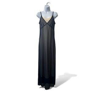 Kookai Sheer Sleeveless Slip Dress Navy XS Parisian Fairy Grunge Goth Scandi